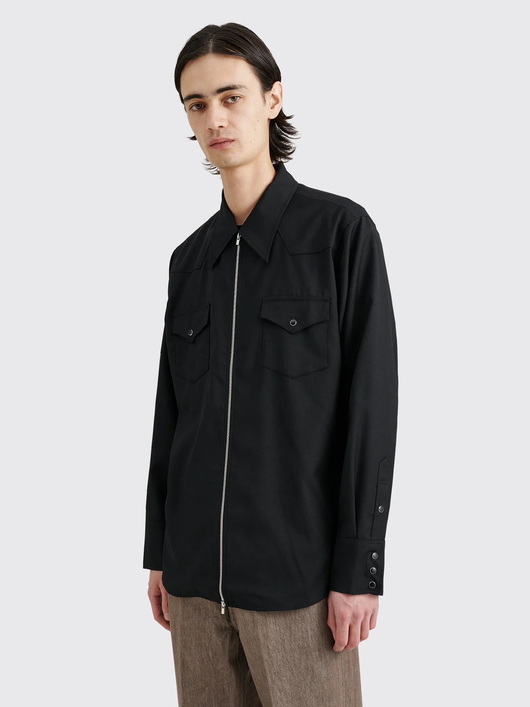 Maiden Name Nick Wool Shirt Black