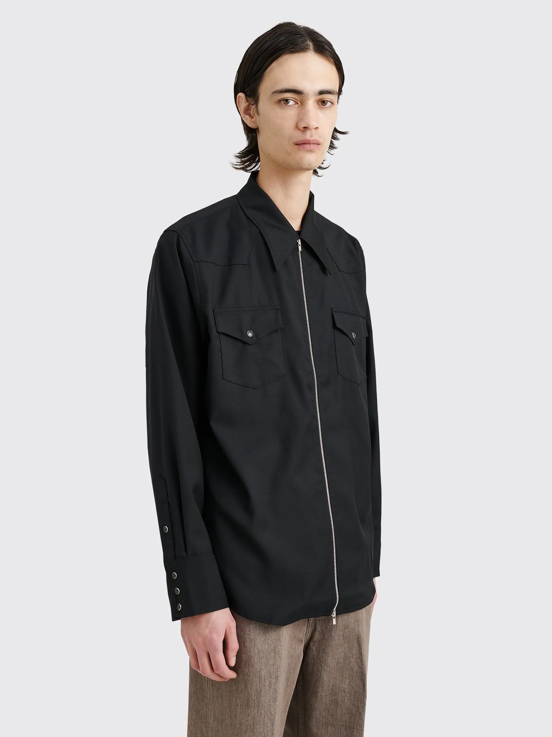 Maiden Name Nick Wool Shirt Black