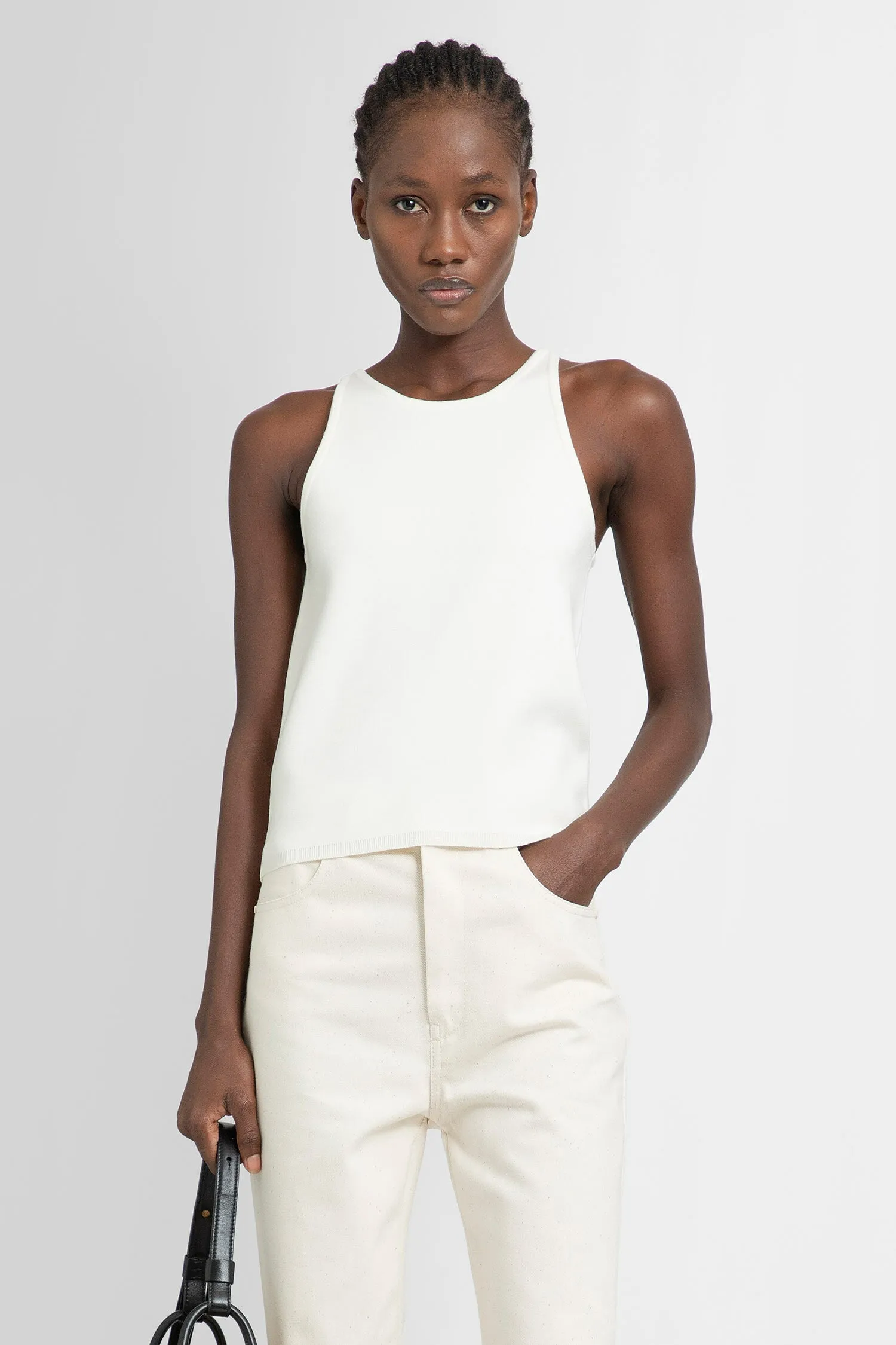 MAX MARA WOMAN OFF-WHITE T-SHIRTS & TANK TOPS