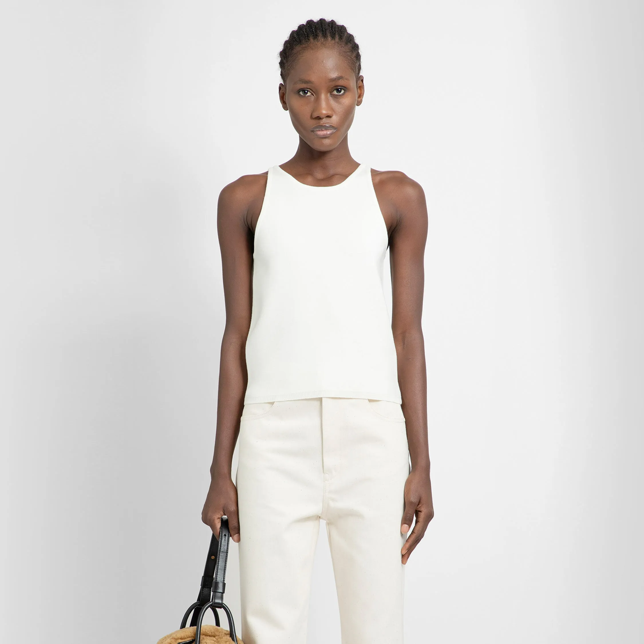 MAX MARA WOMAN OFF-WHITE T-SHIRTS & TANK TOPS