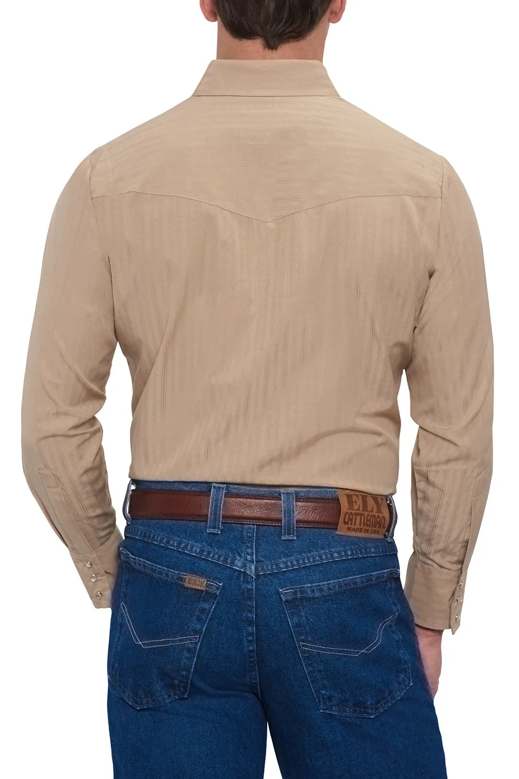 Men's Ely Cattleman Long Sleeve Solid Tone on Tone Western Snap Shirt