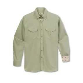 Men's Olive Faded Solid Western Collar Shirt