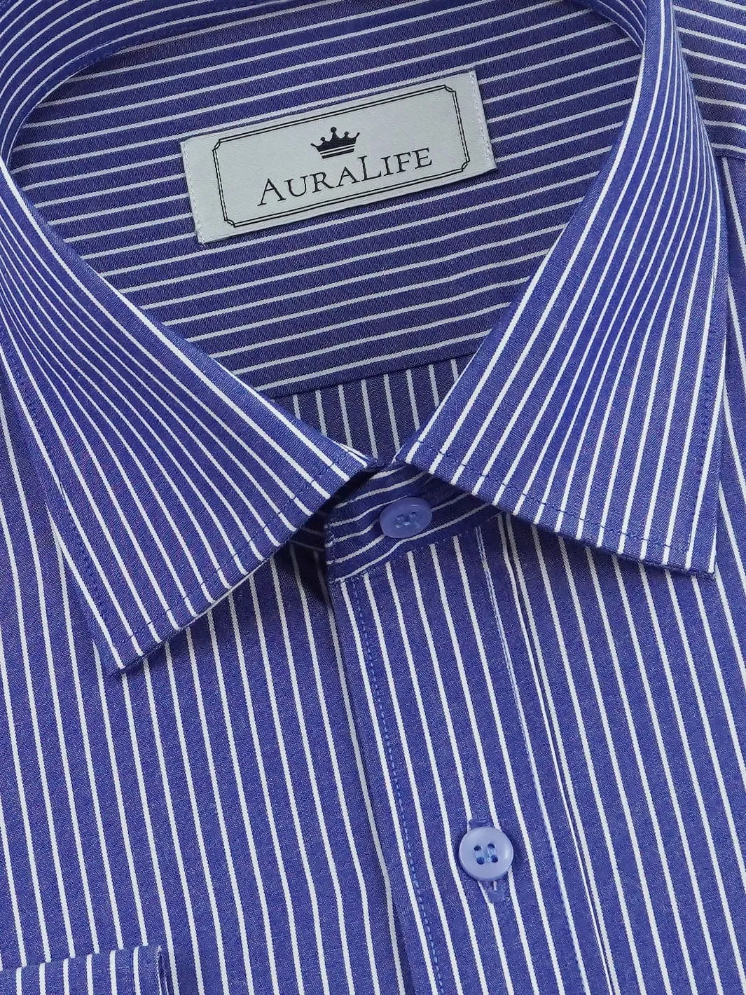 Men's Premium Cotton Striped Shirt - Blue (1298)