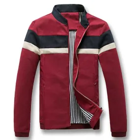 Men's Red Cotton Zipper Jacket