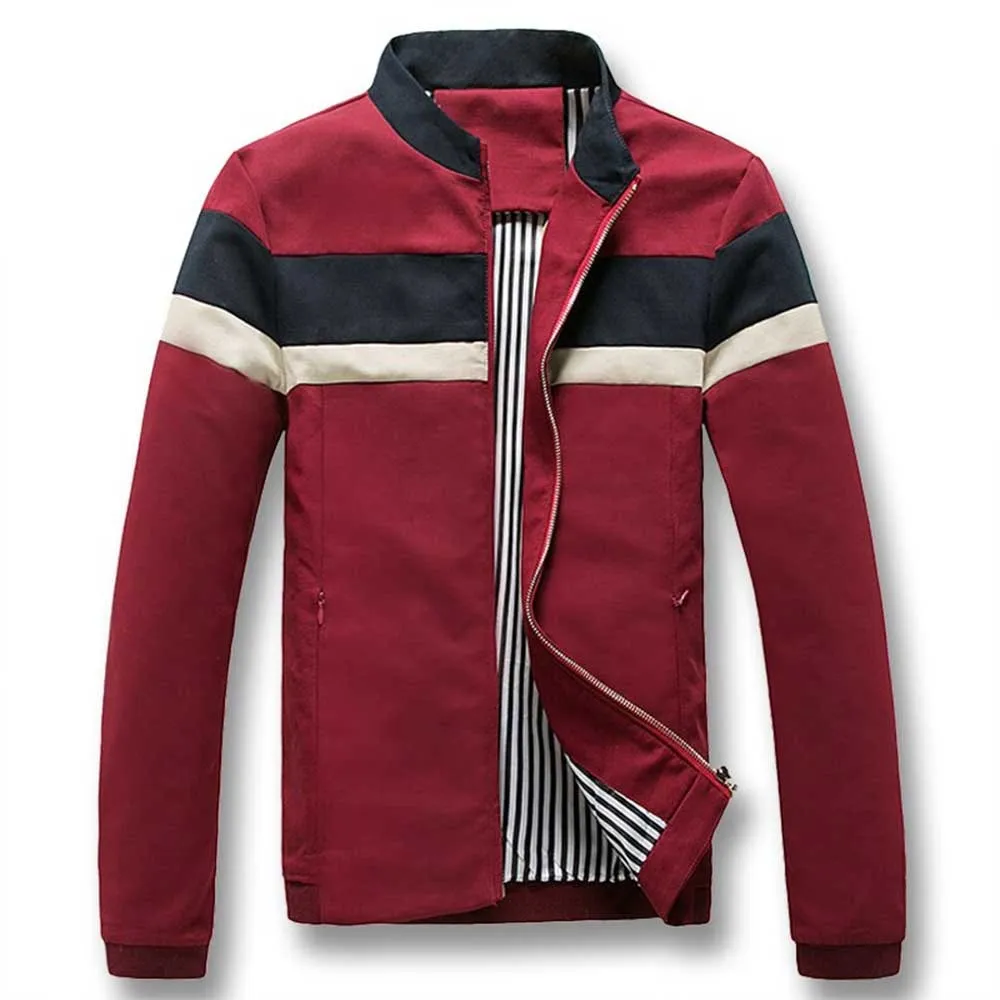 Men's Red Cotton Zipper Jacket