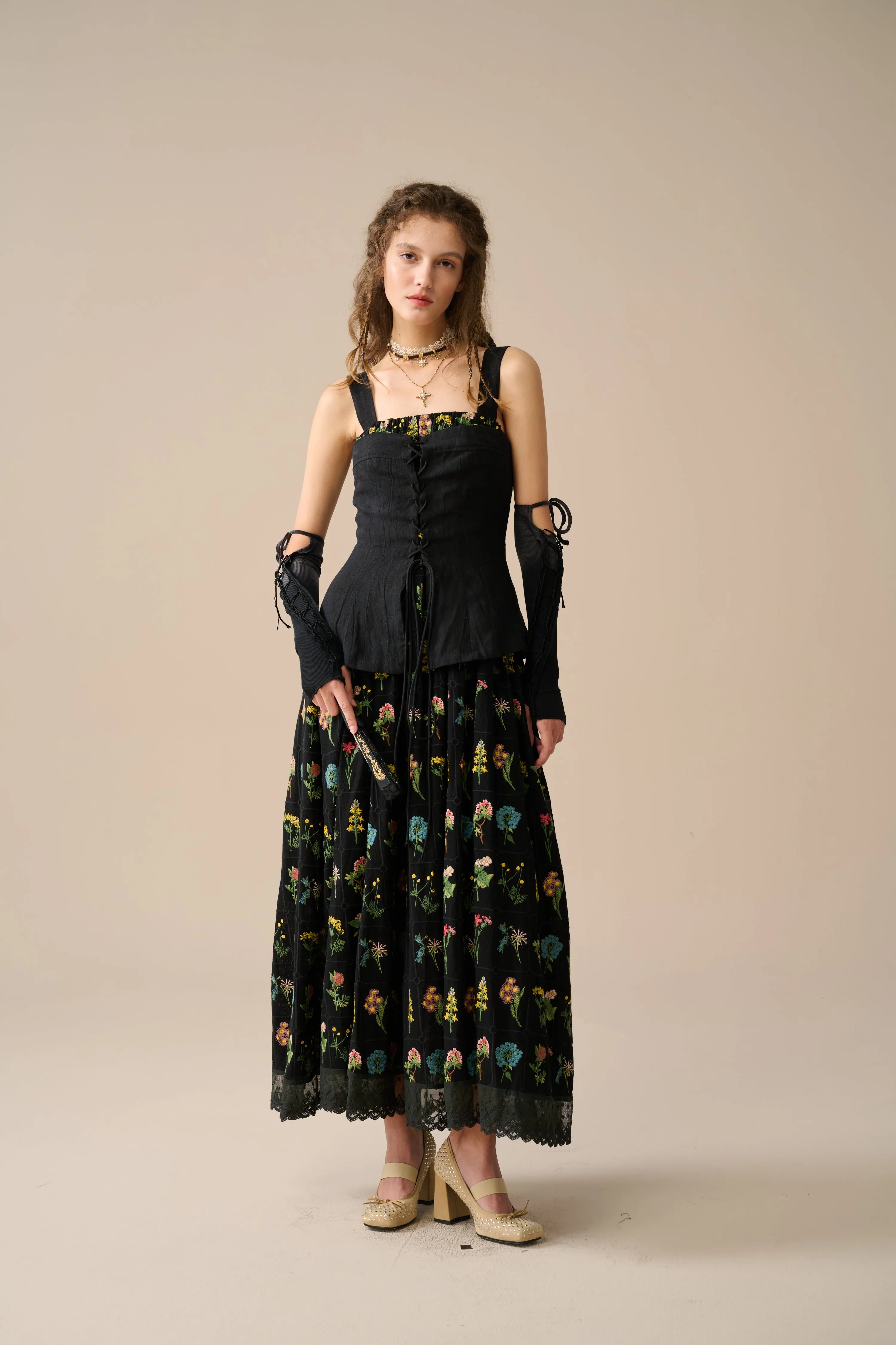 Michelle 22 | Embroidery Corset linen dress