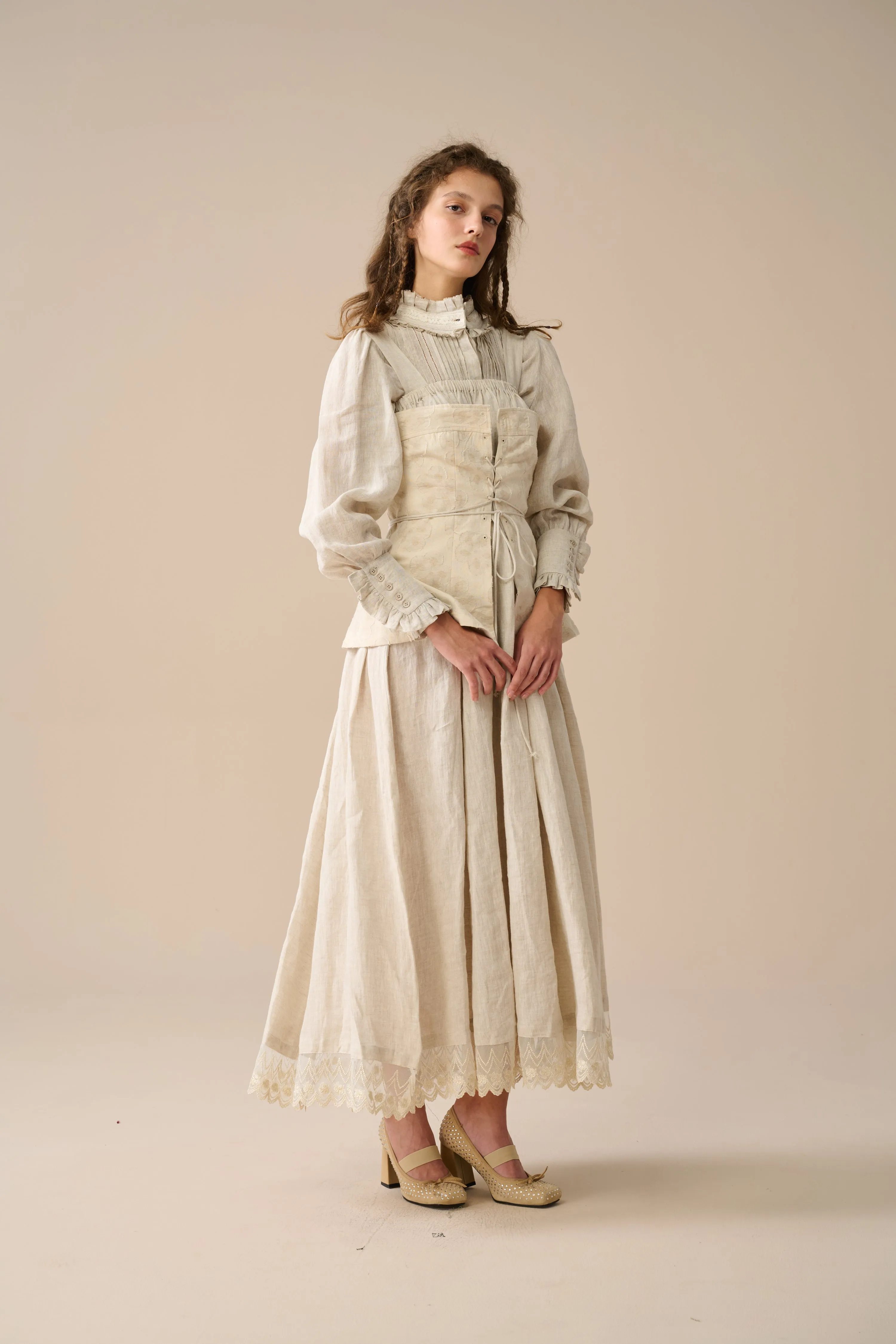 Michelle 22 | Embroidery Corset linen dress