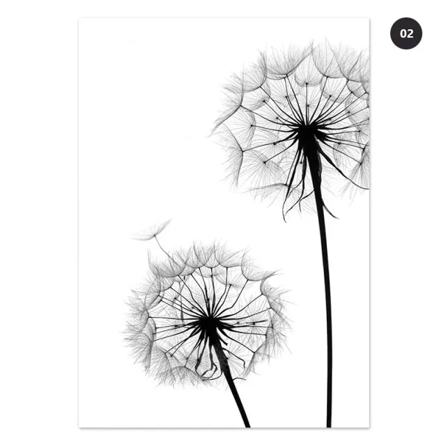 Minimalist Dandelion Flowers Wall Art Inspirational Quote Fine Art Canvas Prints Modern Black White Posters For Nordic Living Room Scandinavian Home Decor