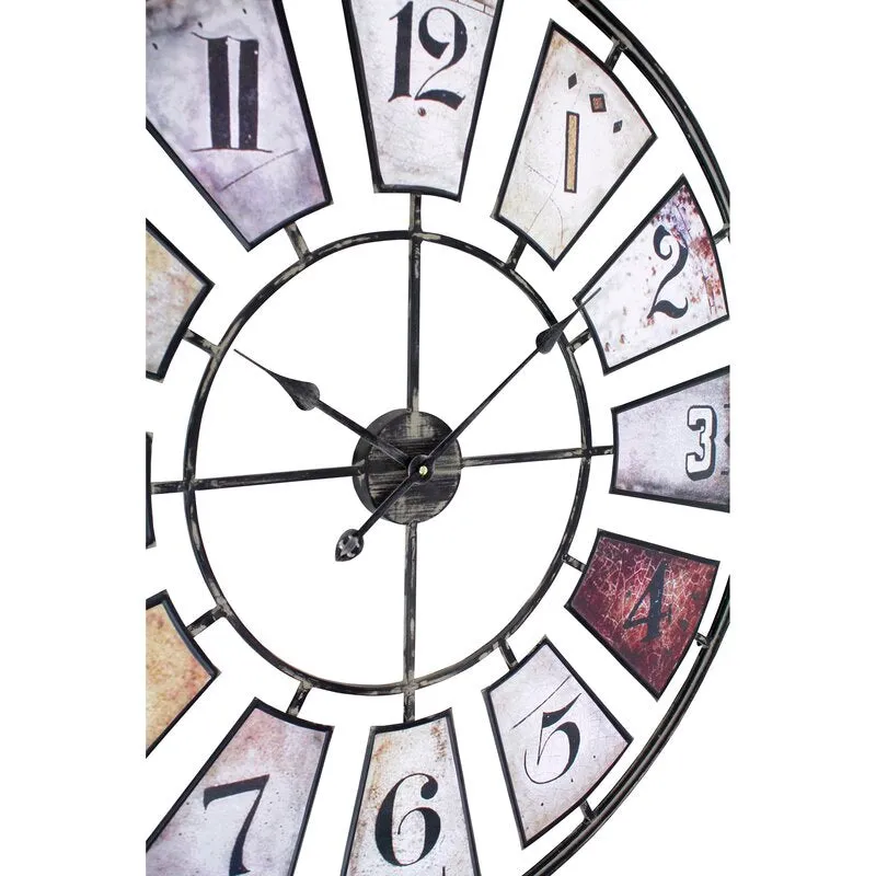 Mosiania Oversized Round Gray/White Metal 35" Wall Clock