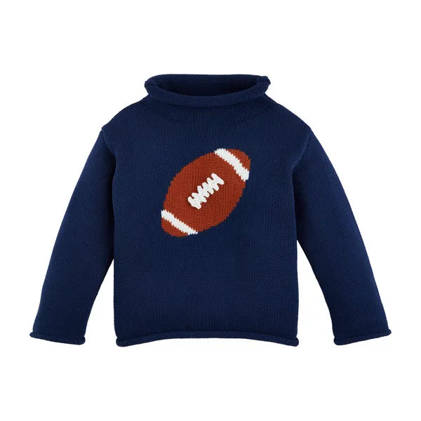 Mudpie Football Rollneck Toddler Sweater