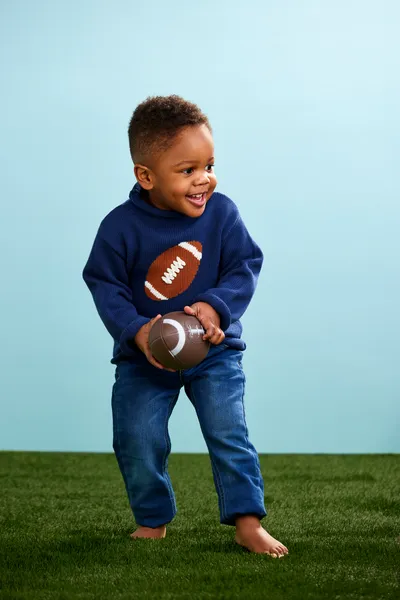 Mudpie Football Rollneck Toddler Sweater