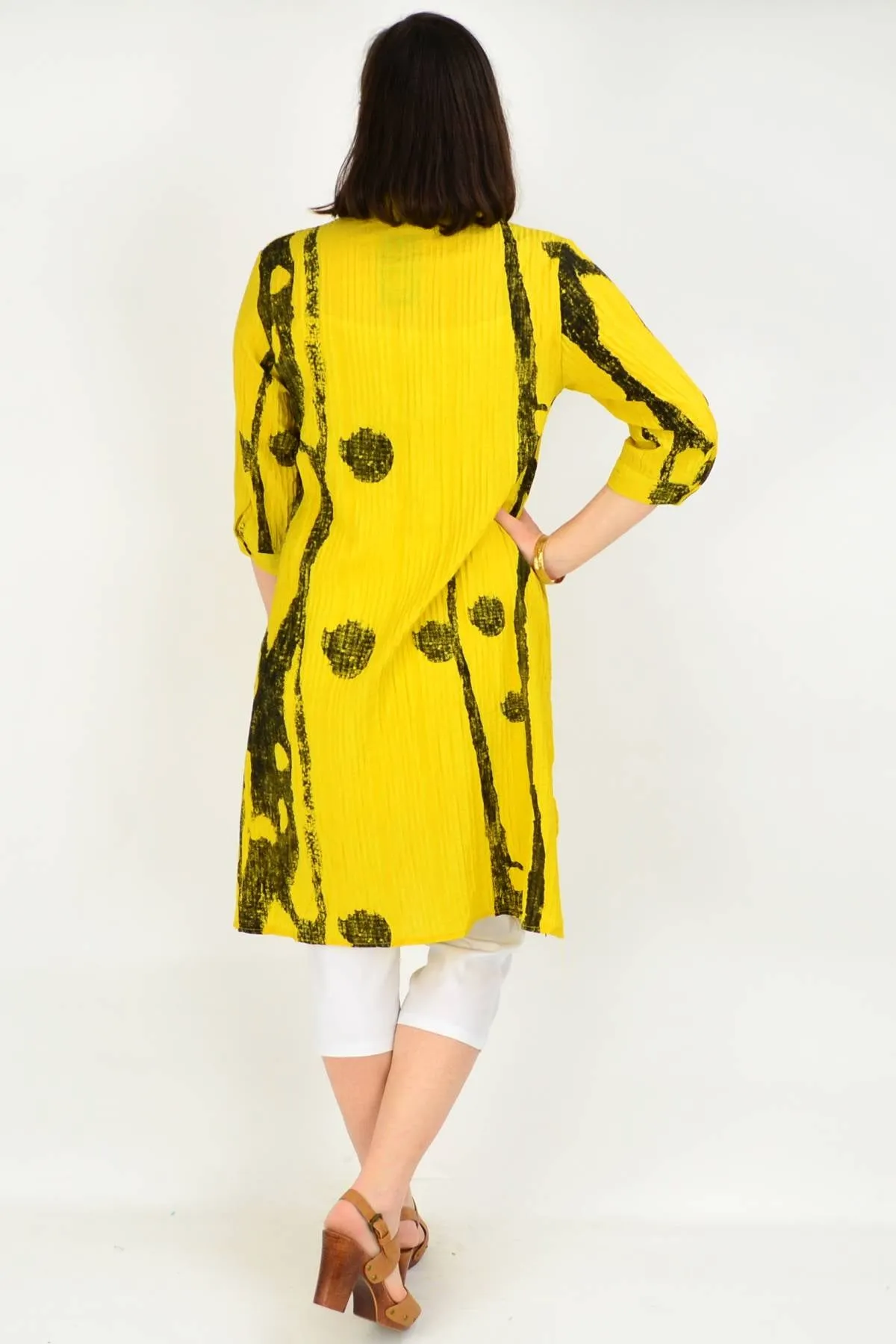 Mustard Button up Long Tunic Shirt