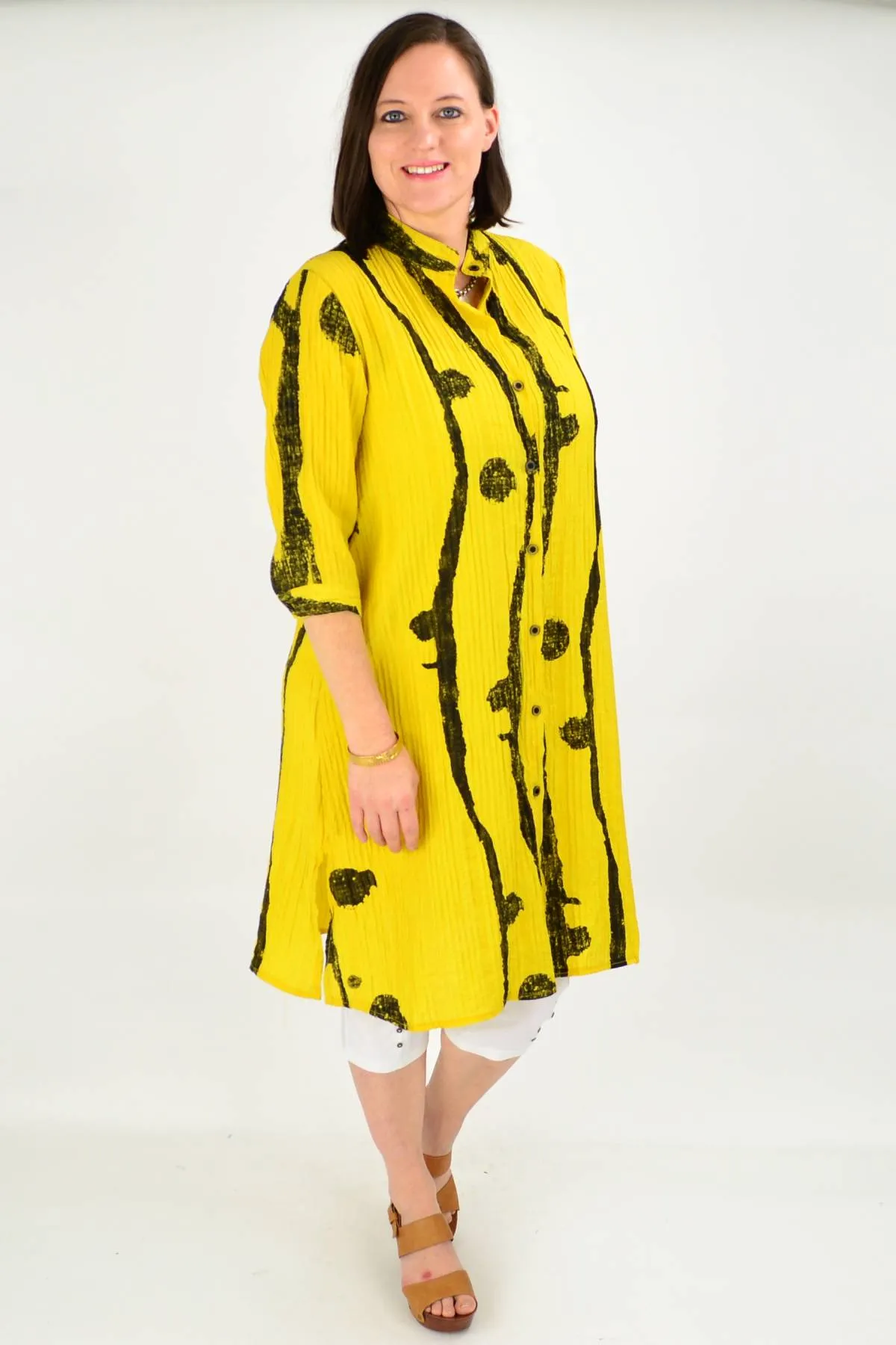 Mustard Button up Long Tunic Shirt