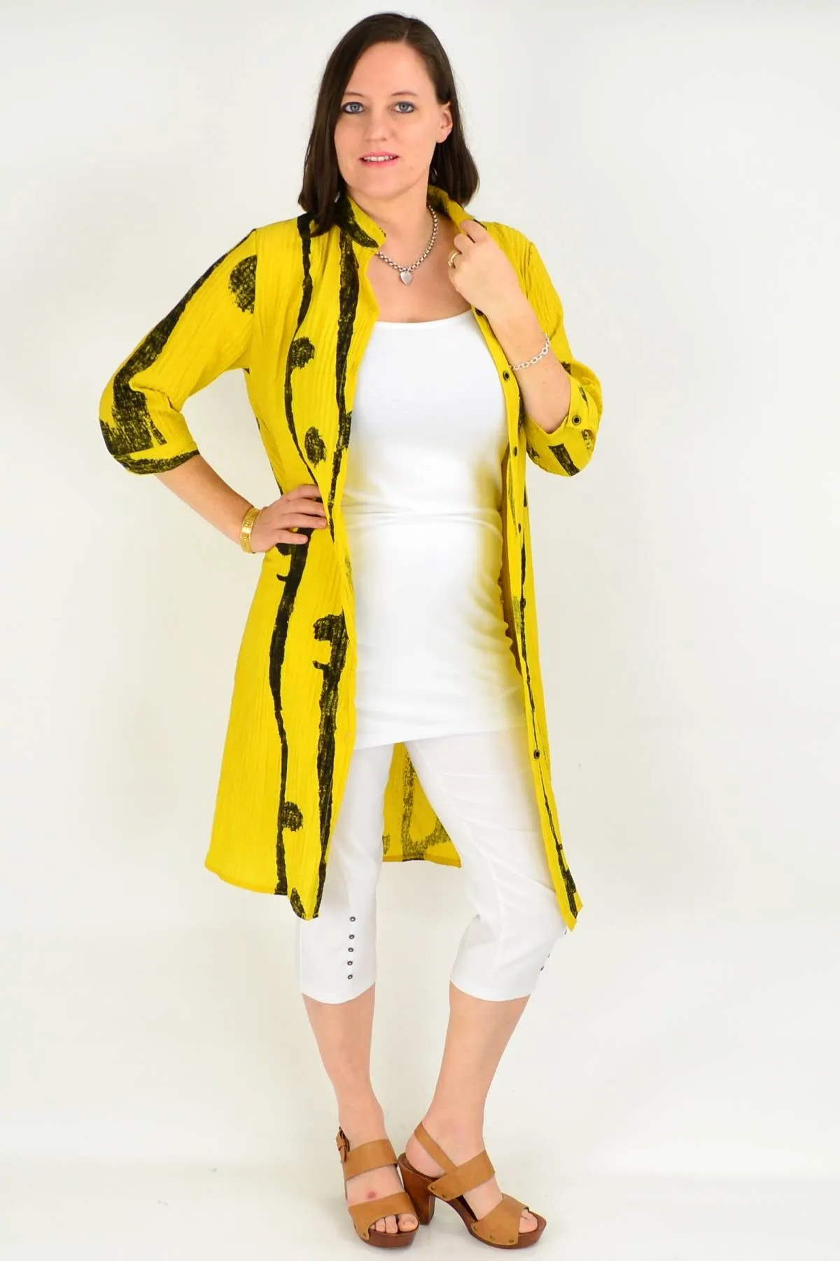 Mustard Button up Long Tunic Shirt