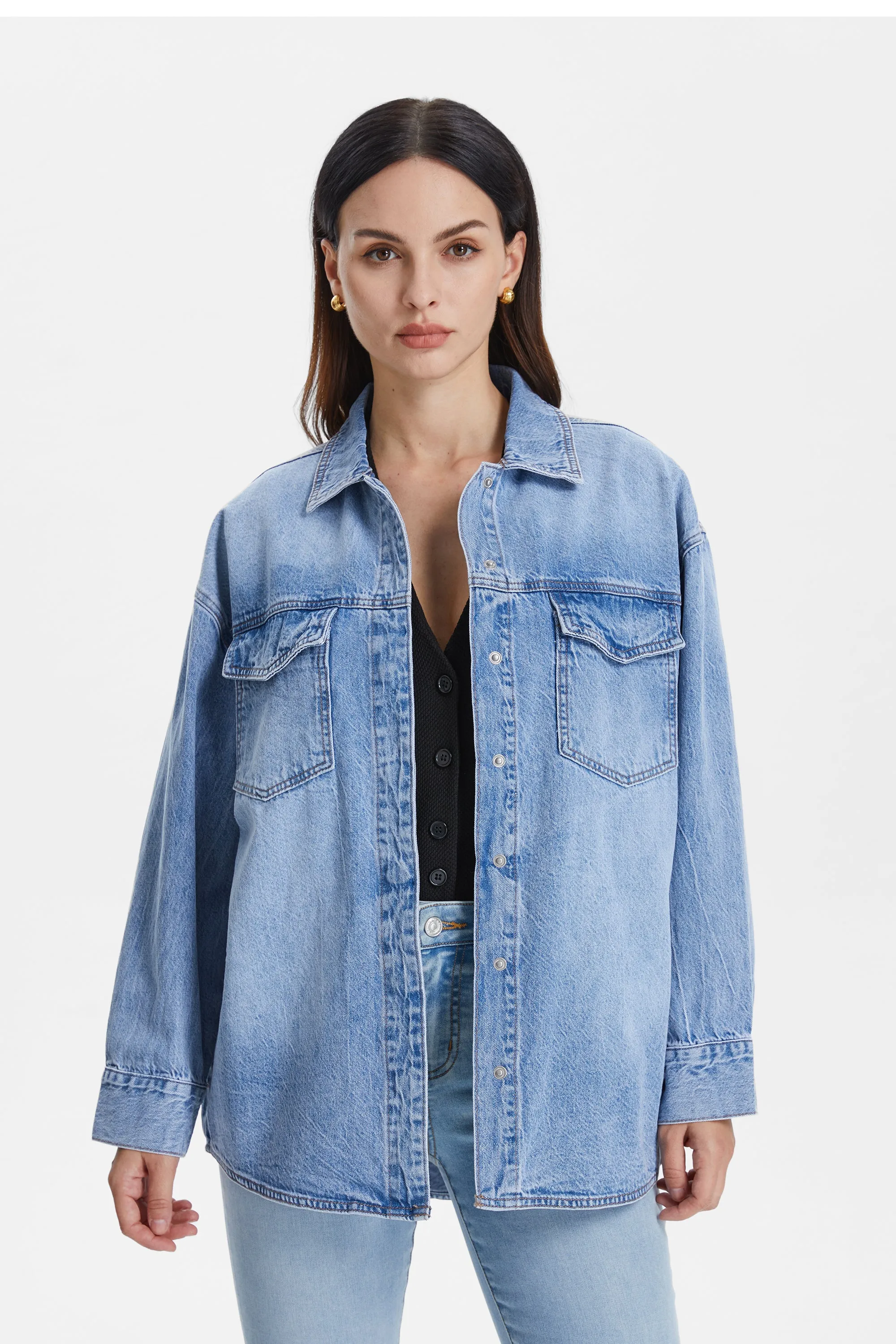 OVERSIZED DENIM SHIRT JACKET BYJ9018 LOFTY