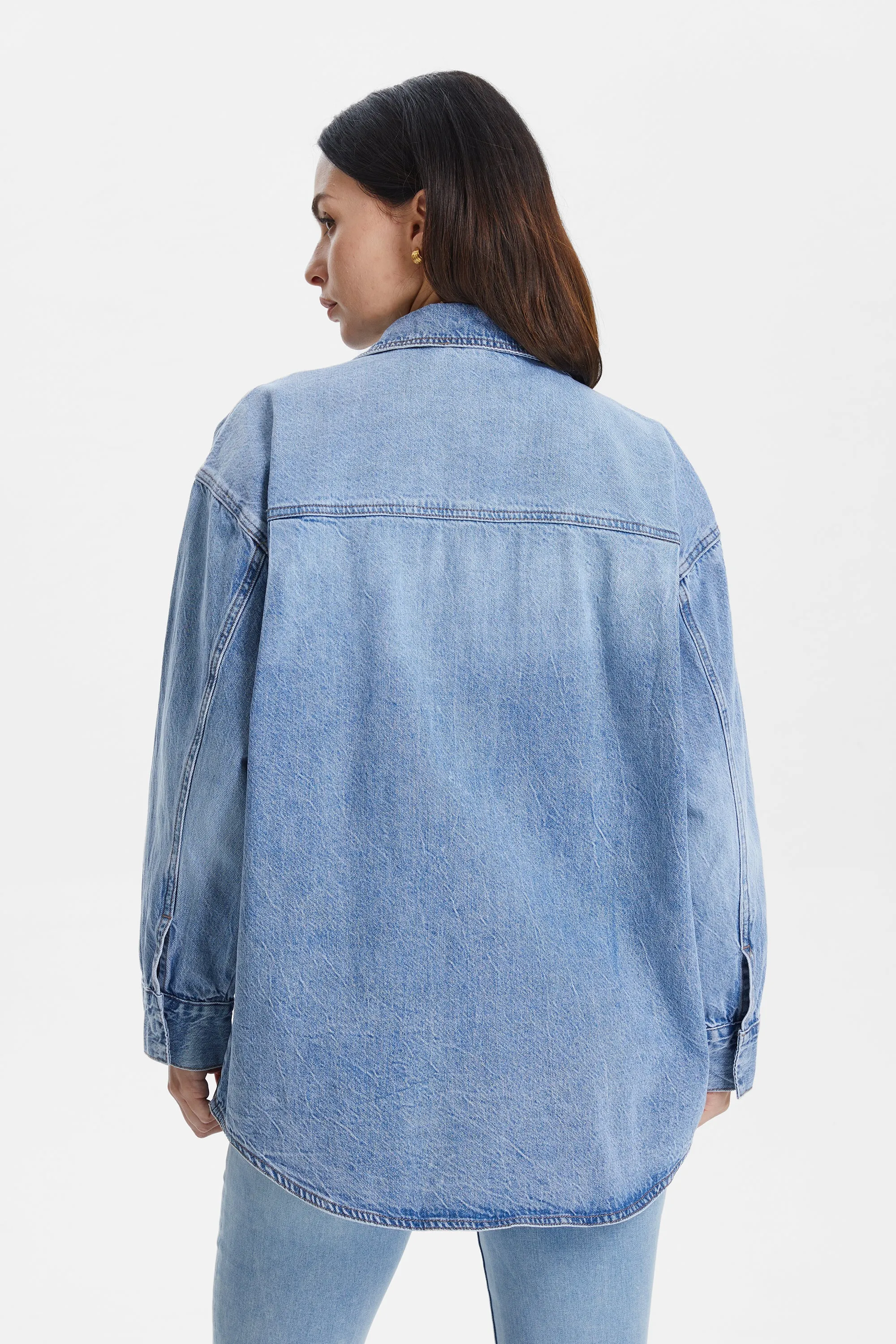 OVERSIZED DENIM SHIRT JACKET BYJ9018 LOFTY