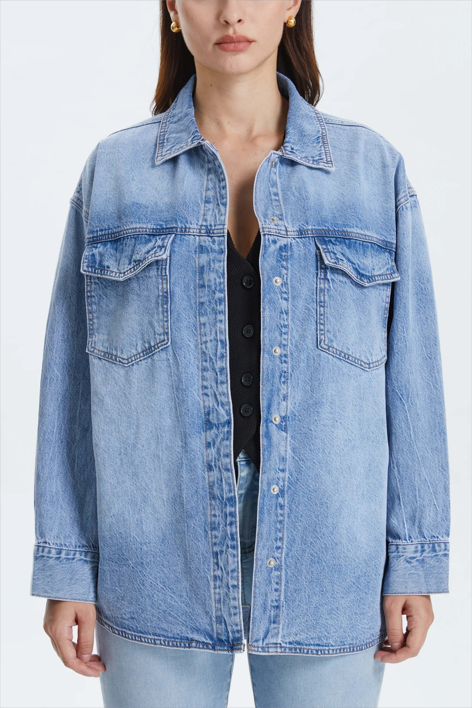 OVERSIZED DENIM SHIRT JACKET BYJ9018 LOFTY