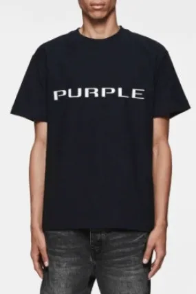 Purple Brand Textured Jersey Wordmark Tee- BLACK