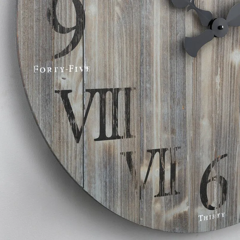 Runslo Oversized Round Wood Vintage 24" Wall Clock