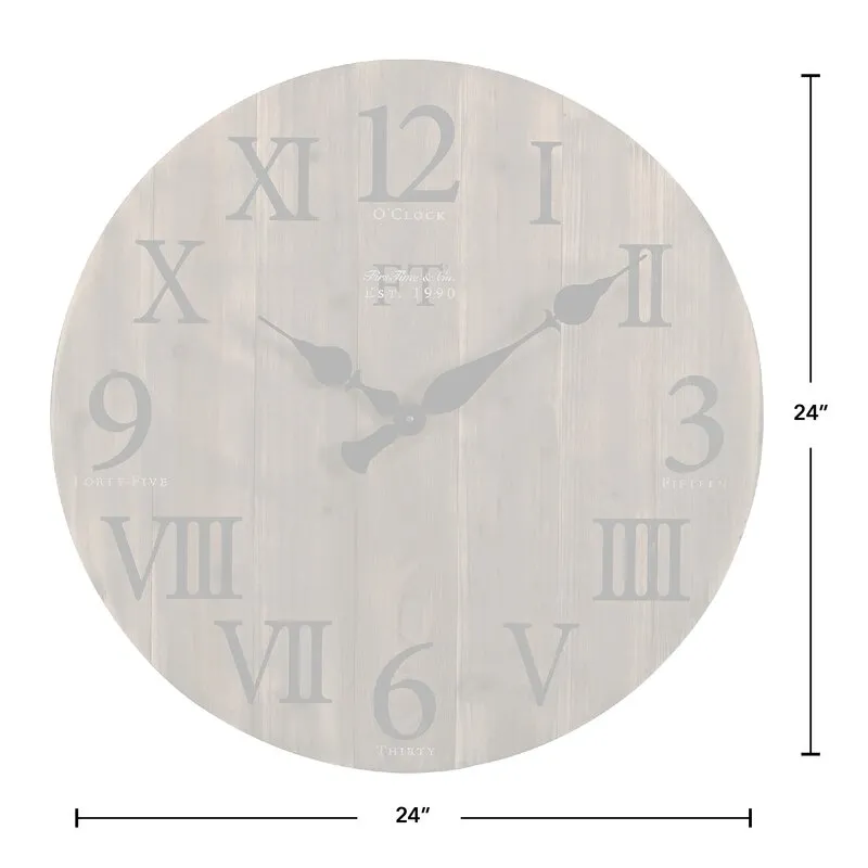 Runslo Oversized Round Wood Vintage 24" Wall Clock