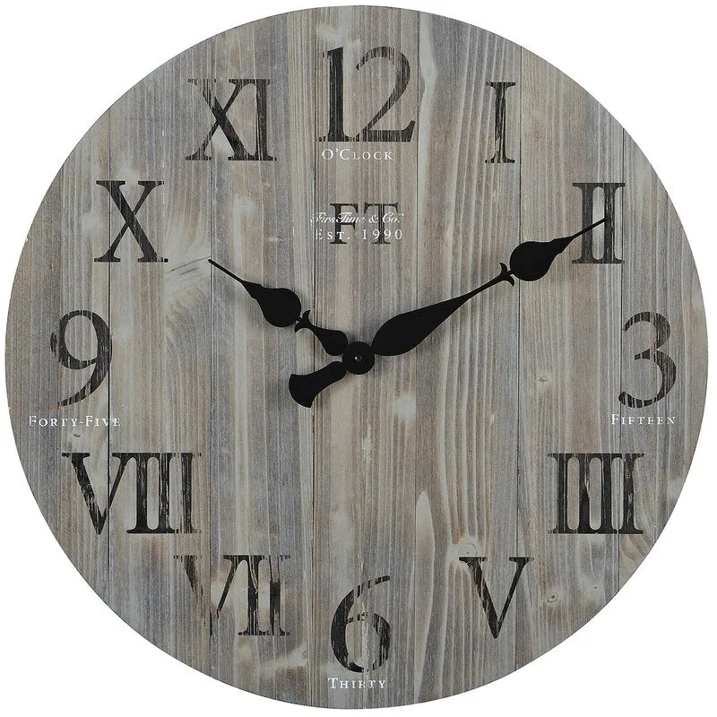 Runslo Oversized Round Wood Vintage 24" Wall Clock