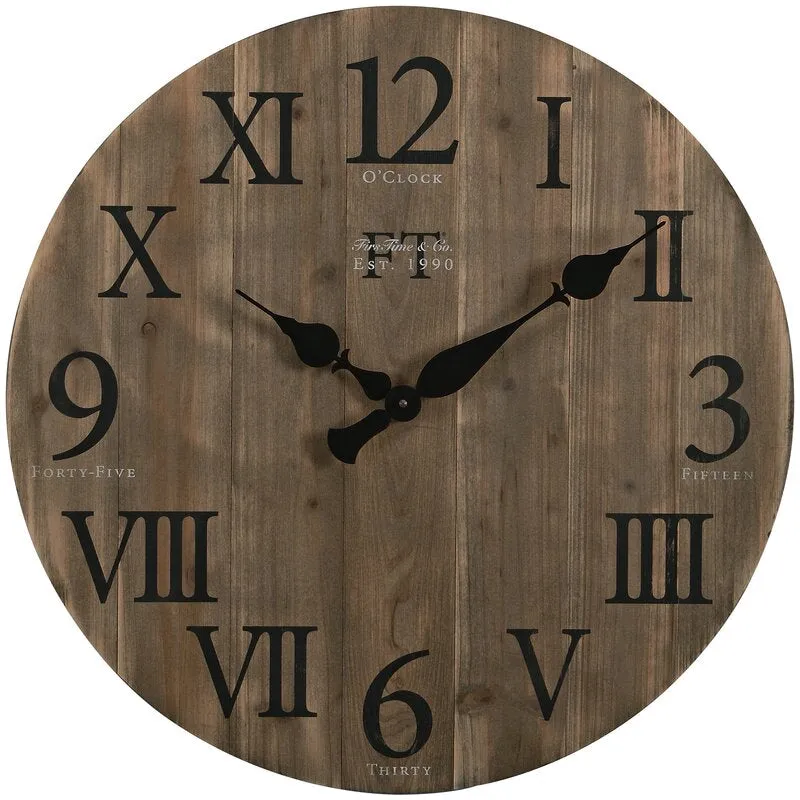 Runslo Oversized Round Wood Vintage 24" Wall Clock