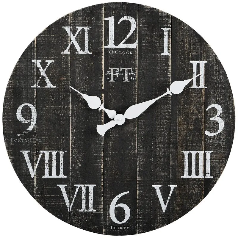 Runslo Oversized Round Wood Vintage 24" Wall Clock