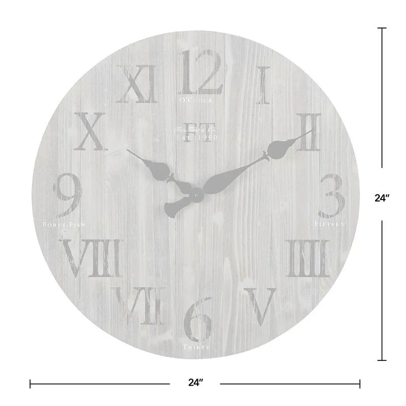 Runslo Oversized Round Wood Vintage 24" Wall Clock