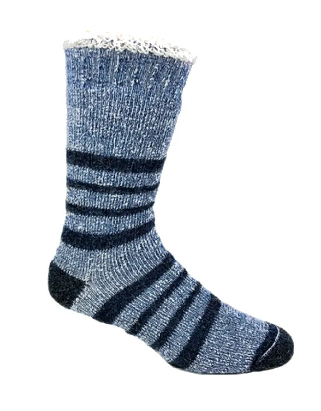 S831 Alpaca Thermal Sock Navy Stripe Ladies Large / Mens Medium