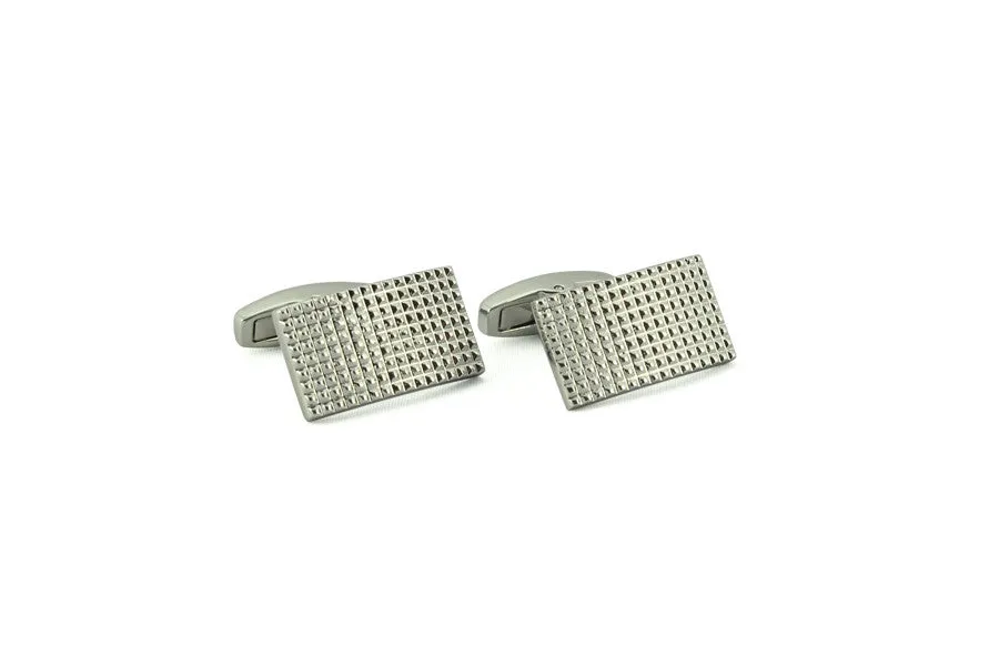 Silver Textured Rectangle Cufflinks