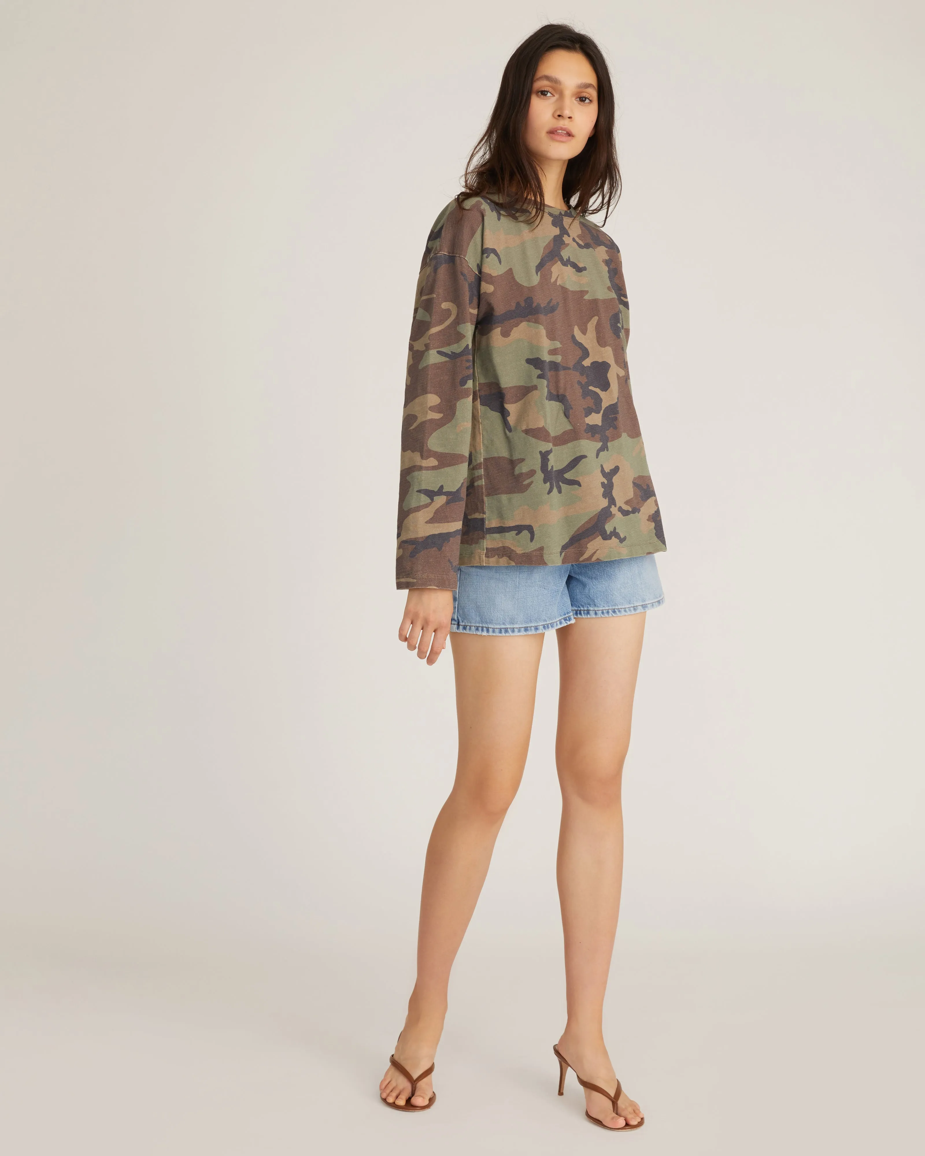 So Relaxed Boyfriend Slub Jersey Long Sleeve Camo Tee