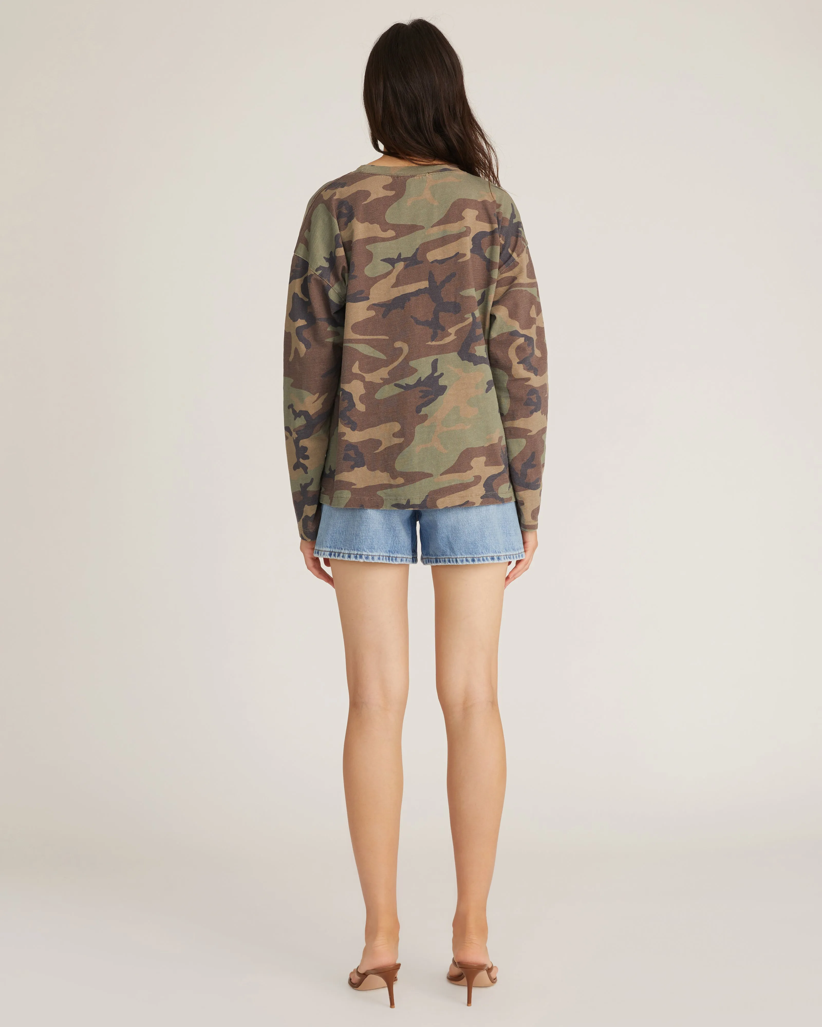 So Relaxed Boyfriend Slub Jersey Long Sleeve Camo Tee