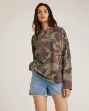 So Relaxed Boyfriend Slub Jersey Long Sleeve Camo Tee