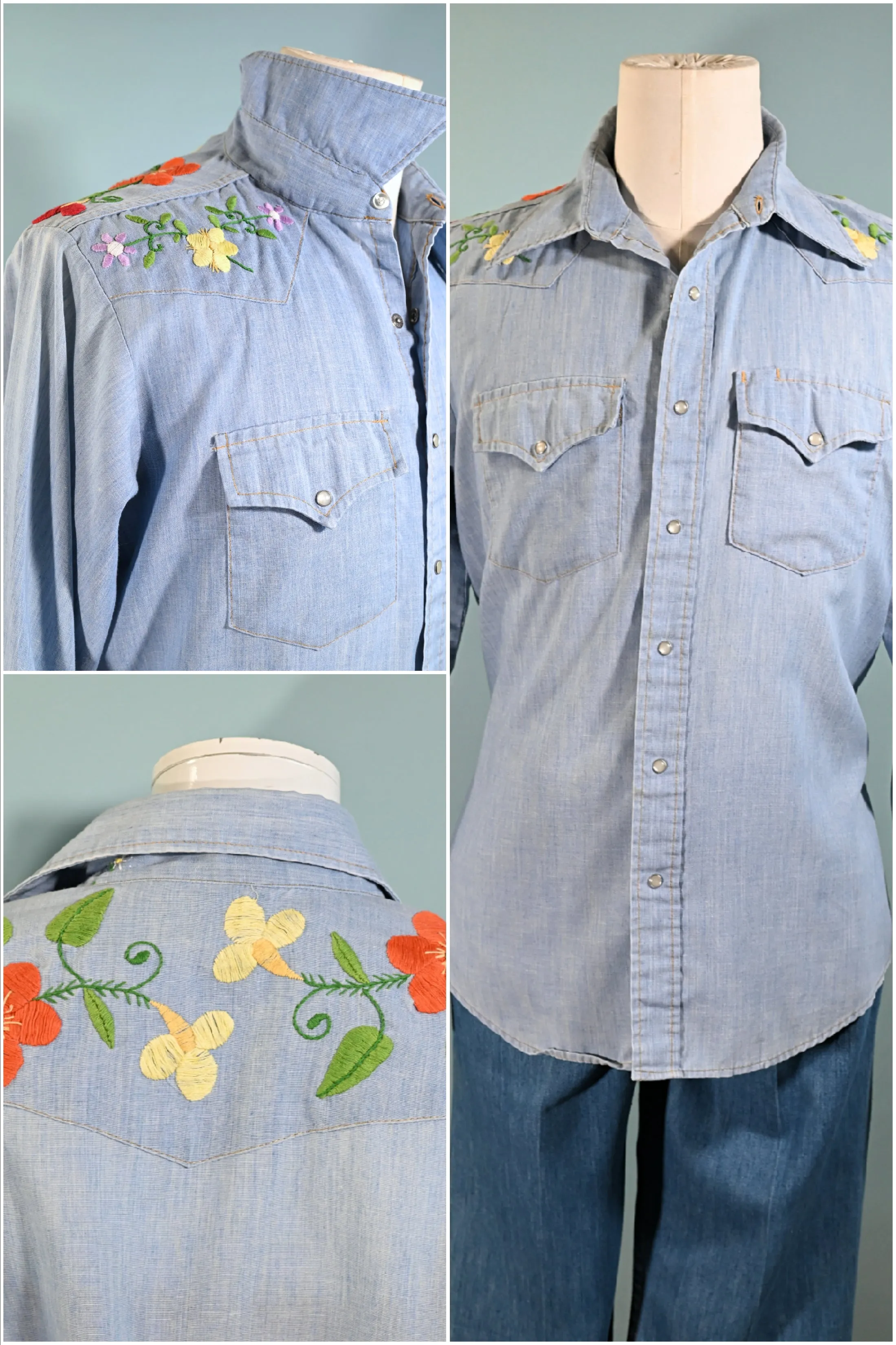 SOLD OOAK Vintage 70s Hand Embroidered Sears Western Wear