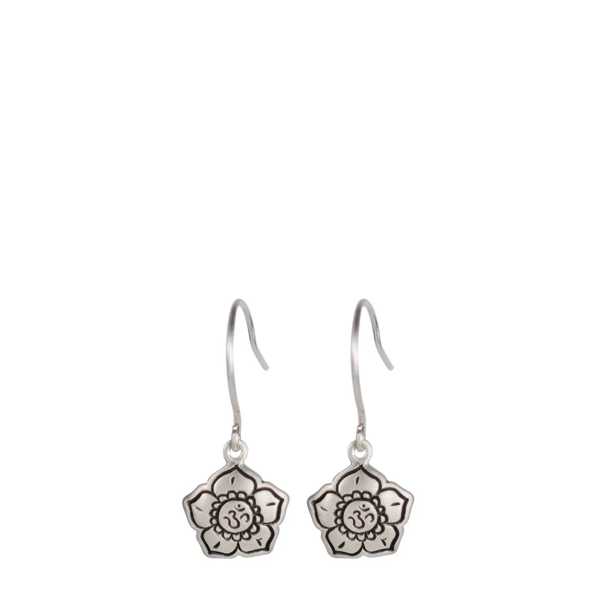 Sterling Silver Om Flower Earrings