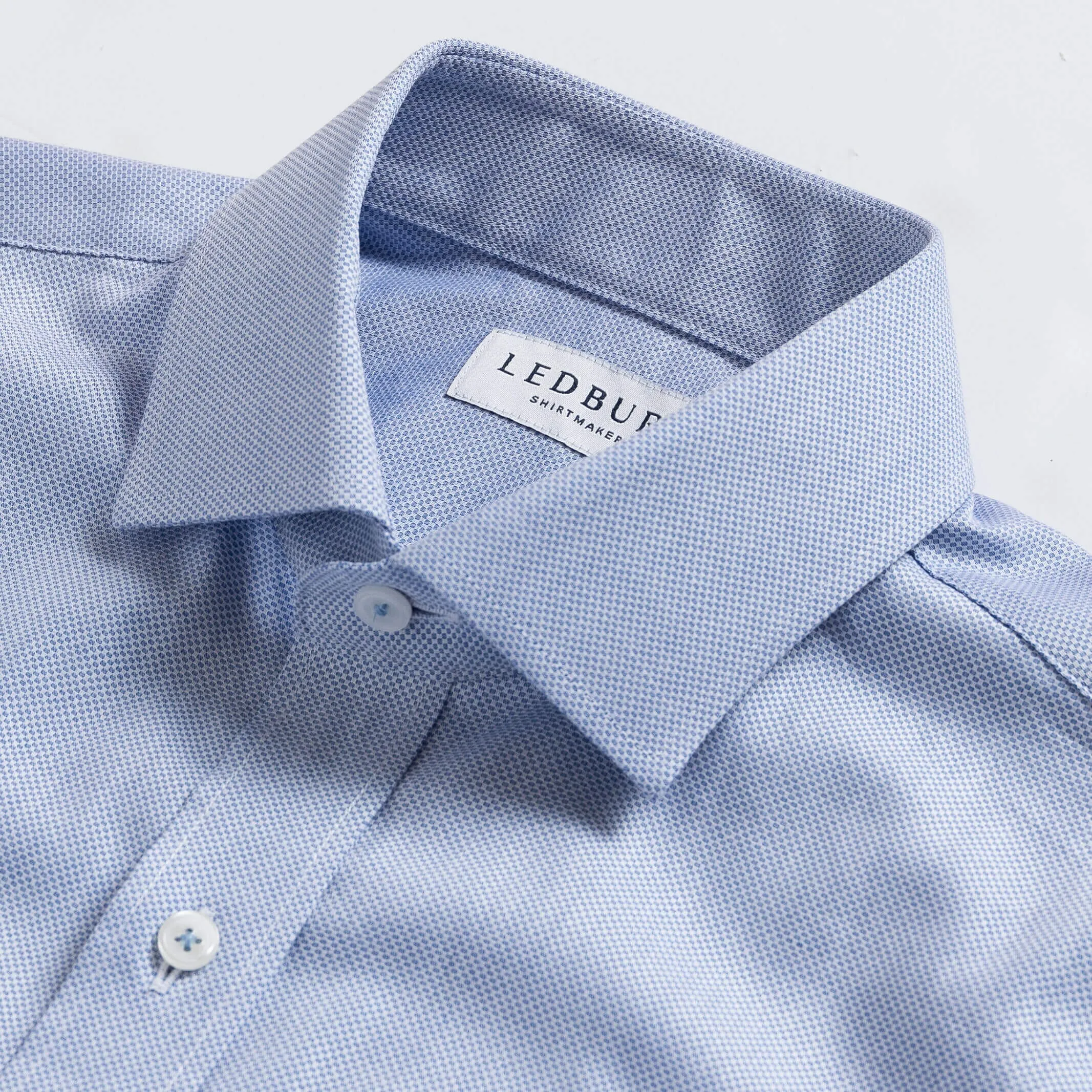 The Light Blue Caven Textured Weave Custom Shirt