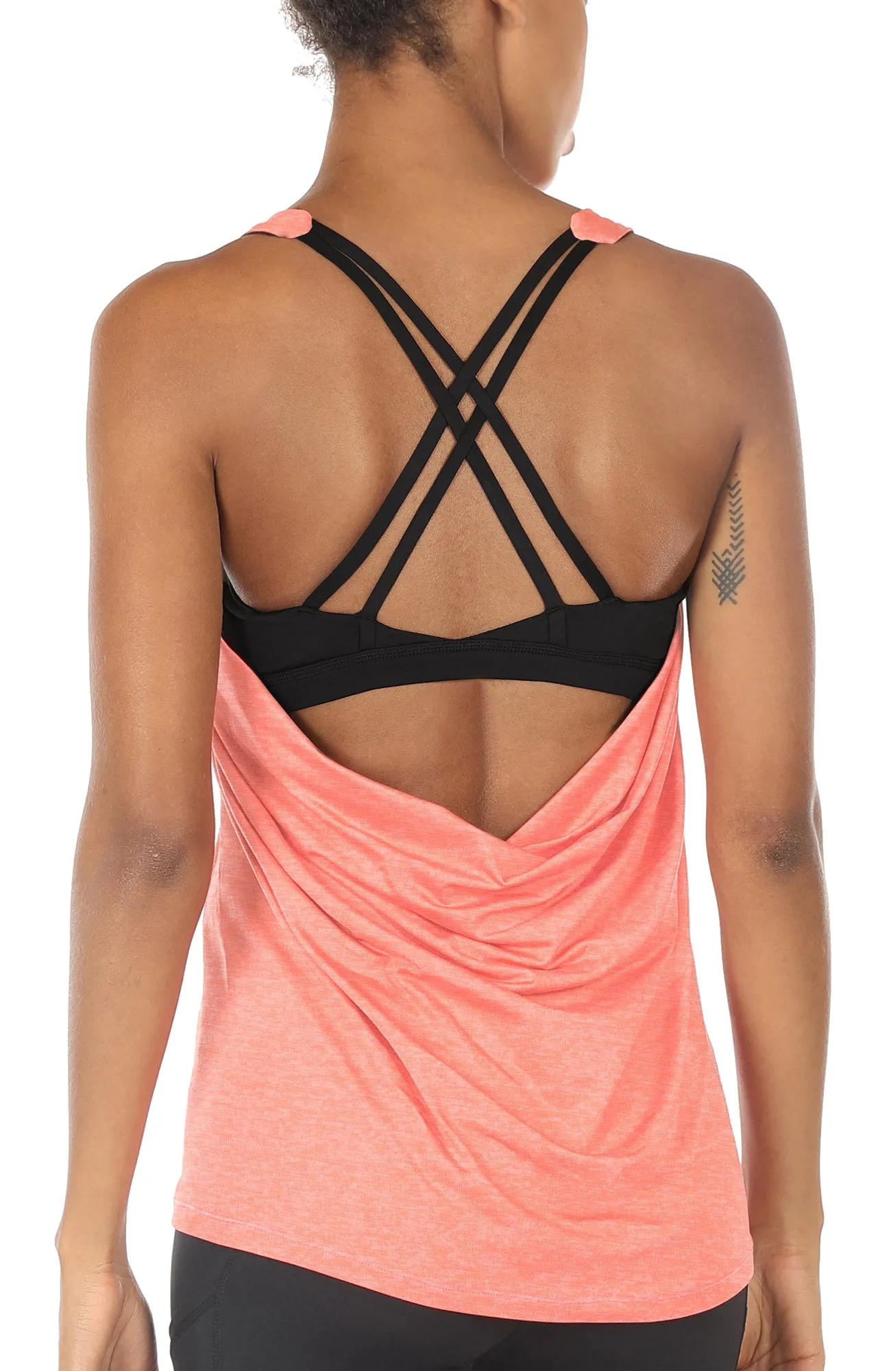 TK1A icyzone Workout Tank Tops Built in Bra - Women's Strappy Athletic Yoga Tops, Exercise Running Gym Shirts