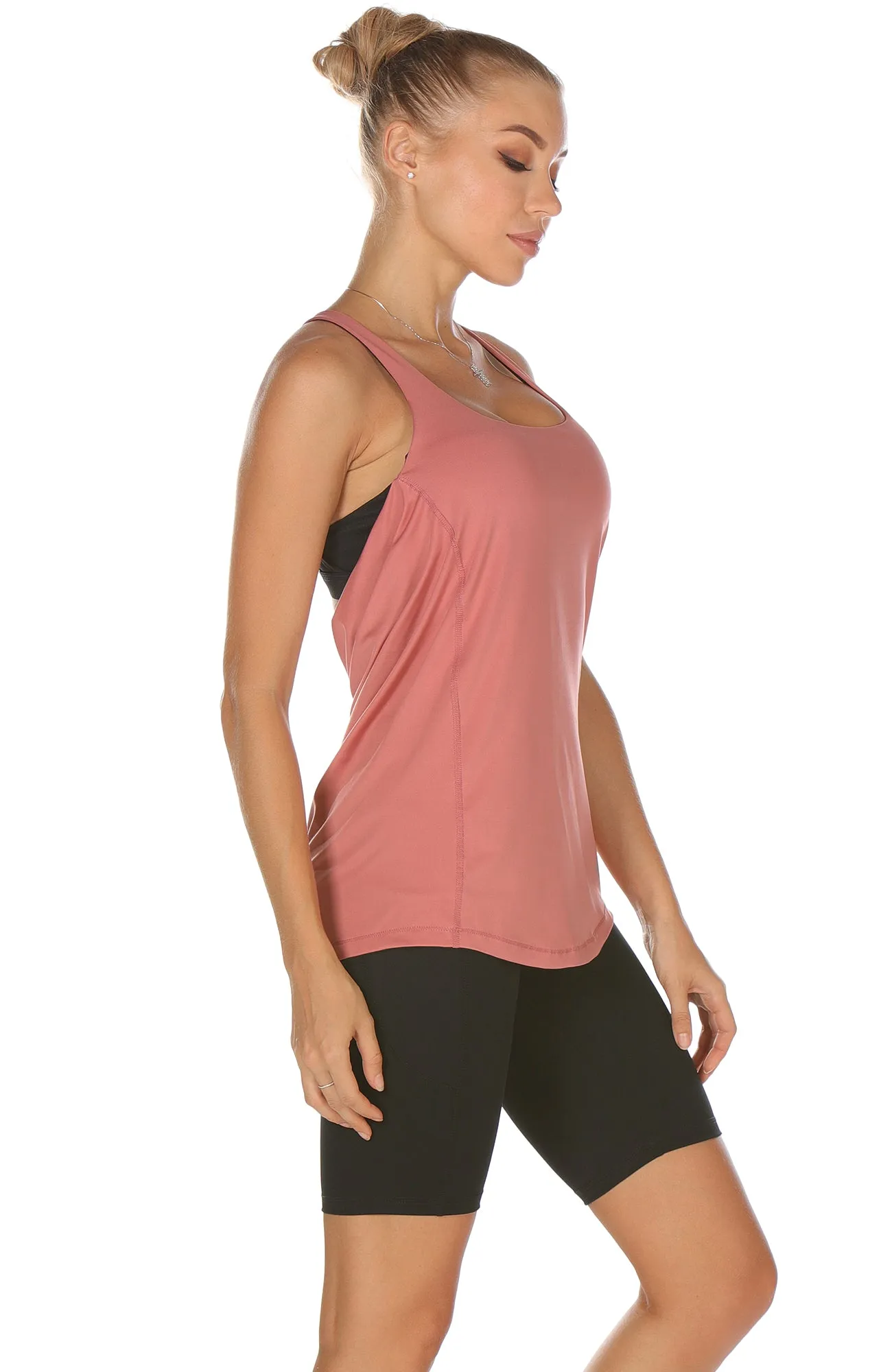 TK1A icyzone Workout Tank Tops Built in Bra - Women's Strappy Athletic Yoga Tops, Exercise Running Gym Shirts