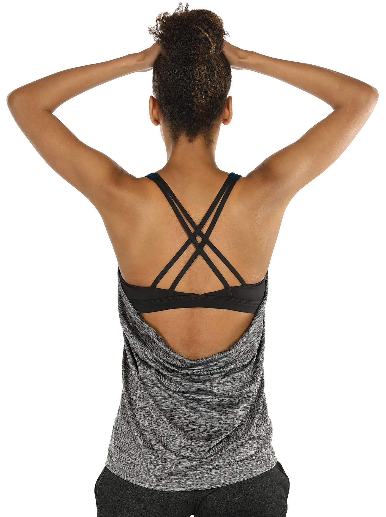 TK1A icyzone Workout Tank Tops Built in Bra - Women's Strappy Athletic Yoga Tops, Exercise Running Gym Shirts