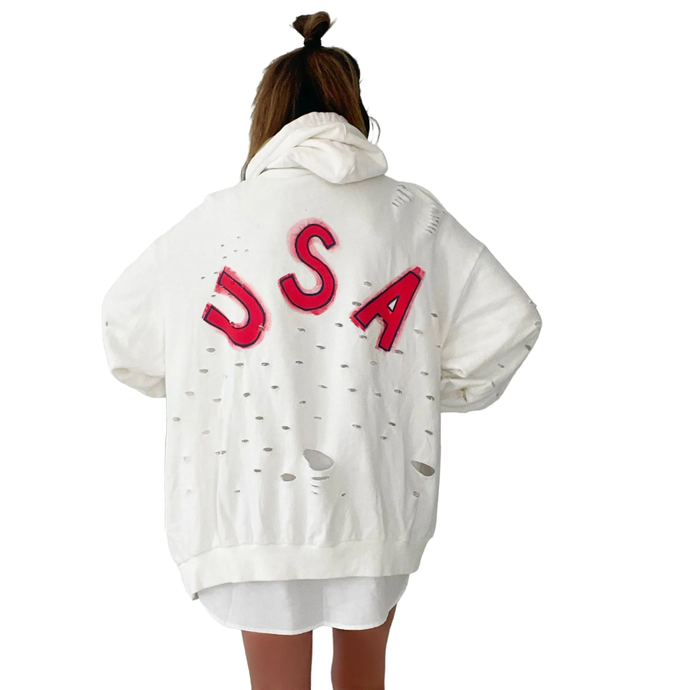 'USA USA USA' Painted Hoodie