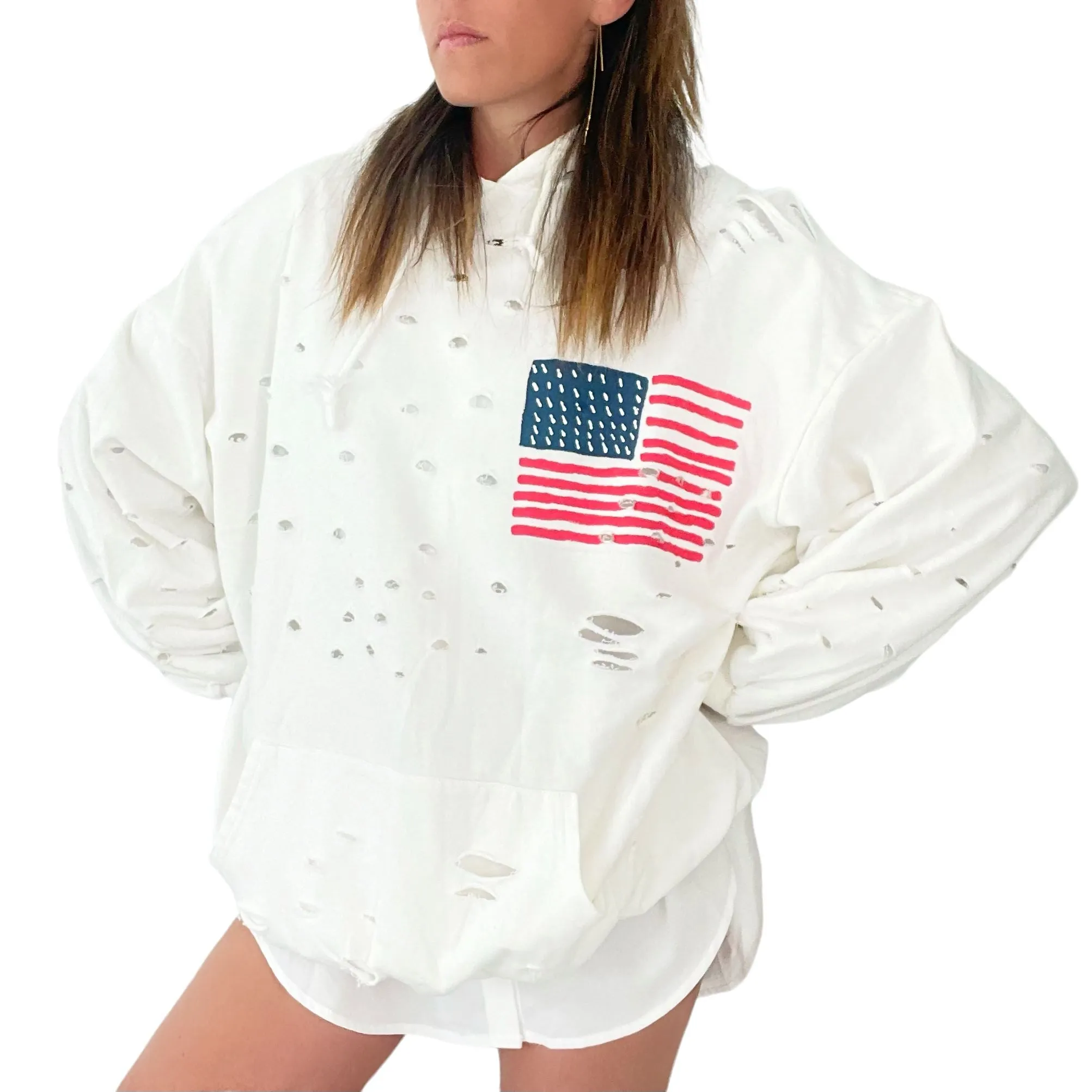 'USA USA USA' Painted Hoodie