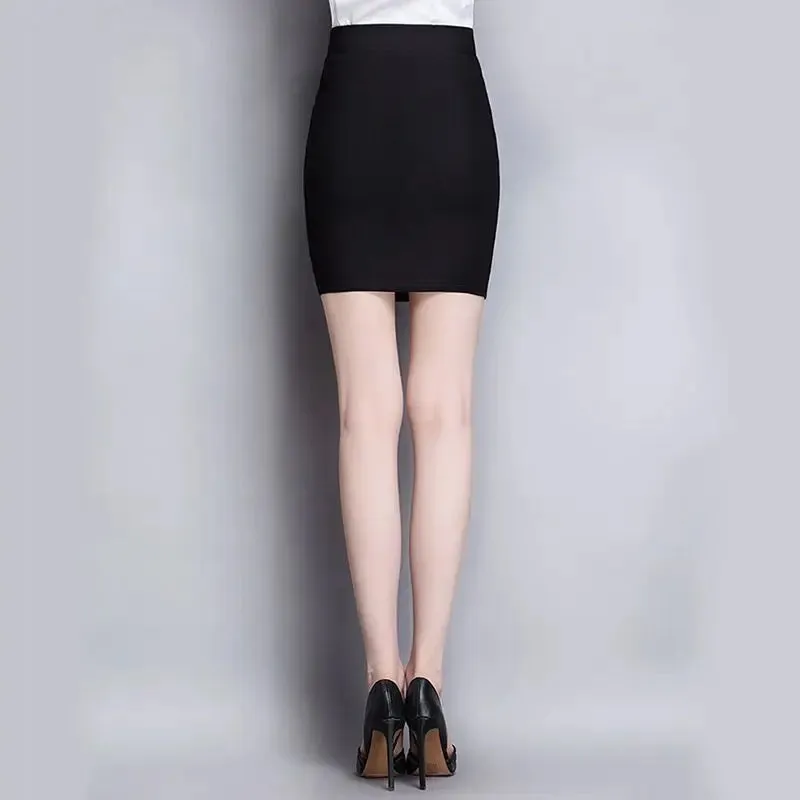 Women Clothing Business Casual Solid Color High Waist A-line Skirt Summer All-match Slim Mini Dress Ladies Temperament Skirt