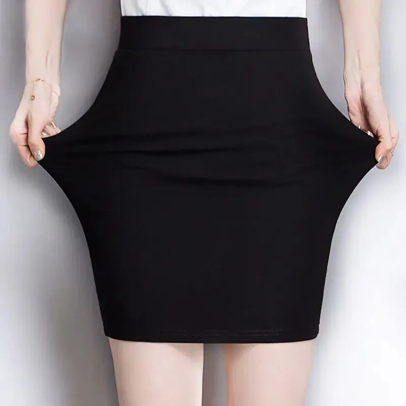 Women Clothing Business Casual Solid Color High Waist A-line Skirt Summer All-match Slim Mini Dress Ladies Temperament Skirt